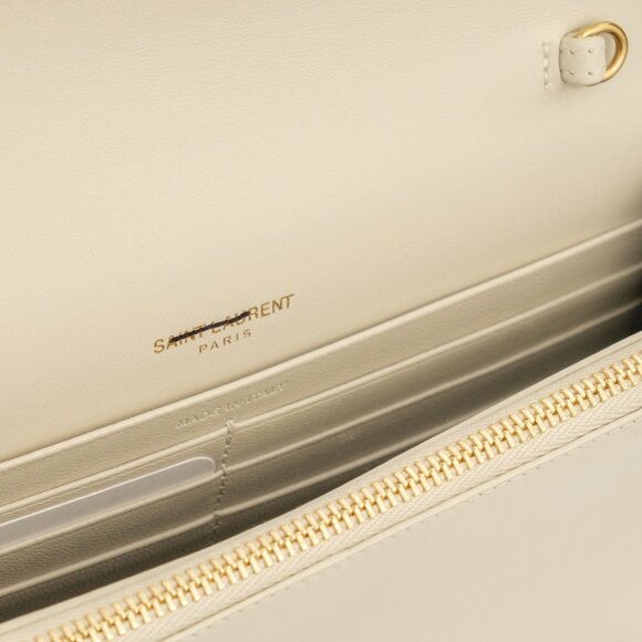 YSL Saint Laurent Envelope Leather Wallet on Chain, Crossbody/Clutch, White - Picture 12 of 13